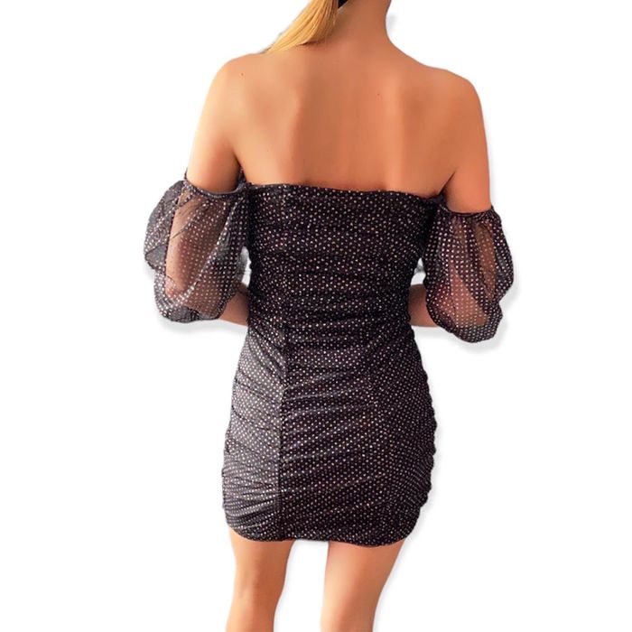 Блестяща къса черна рокля H&M