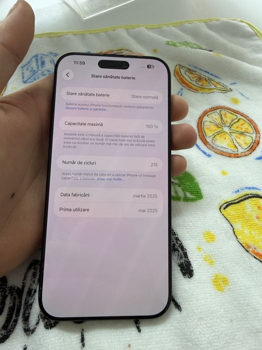 iPhone 16 PRO MAX 256 GB negru 100% bateria