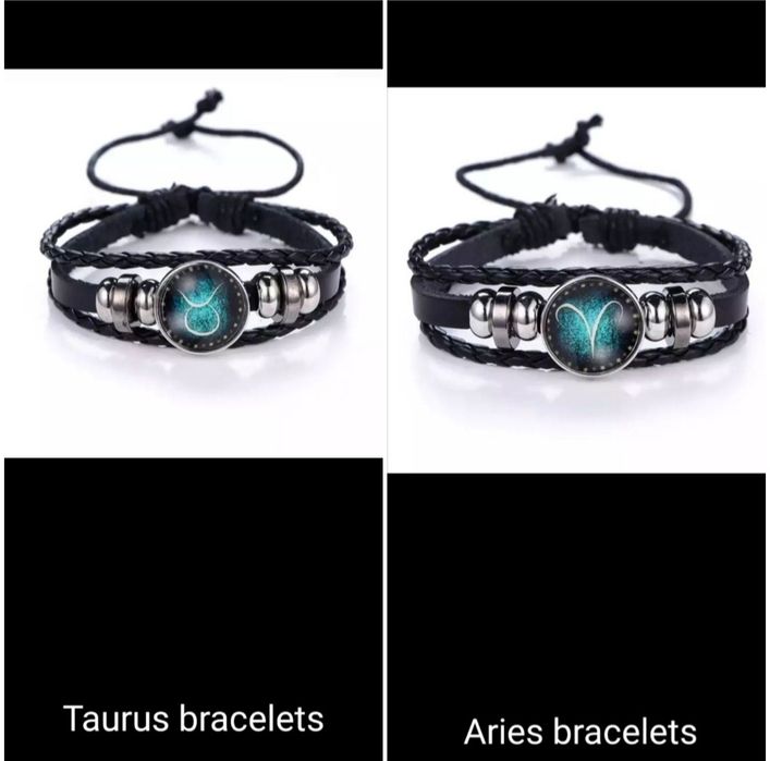 Кожена гривна с зодия фосфорна светеща