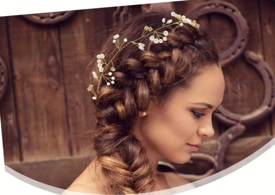 Диадема за коса, сребриста, 35 см