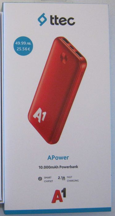 Външна батерия ttec APower 10000mAh - нова
