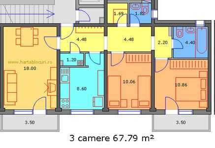3 Camere Decomandat | 2 Băi | 3 Debarale | Petre Ispirescu | Etaj 1