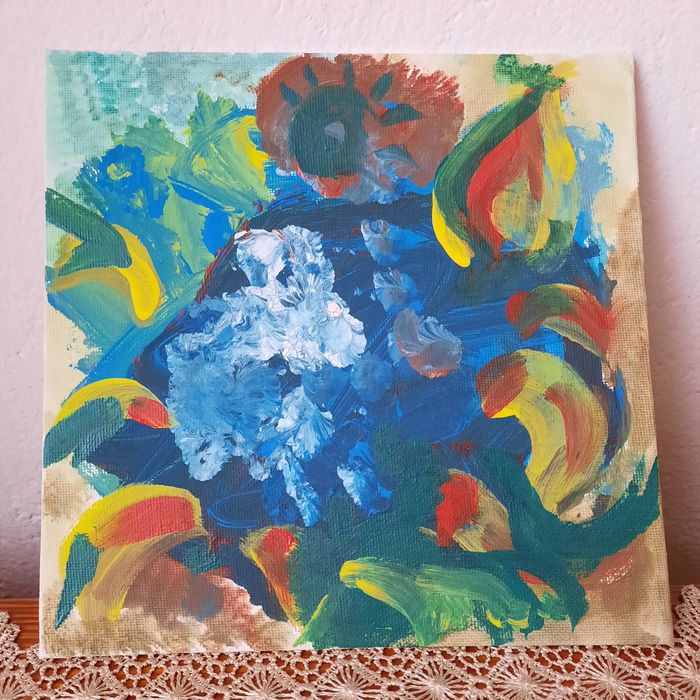 Картина маслени бой ,арт,размери 20 см. на 20 см.