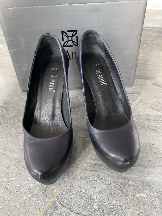Официални тъмносини обувки естествена кожа, марка Gi Anni