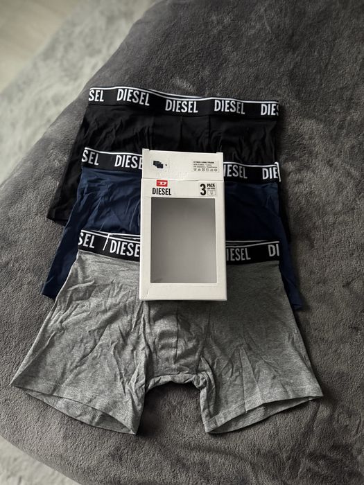 Diesel set 3 boxeri lungi negru-bleumarin-gri marimea S noi originali