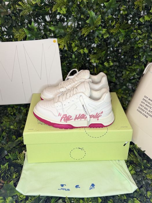 Adidasi sneakers off white ‘’for walking’’ white fuchsia shoes