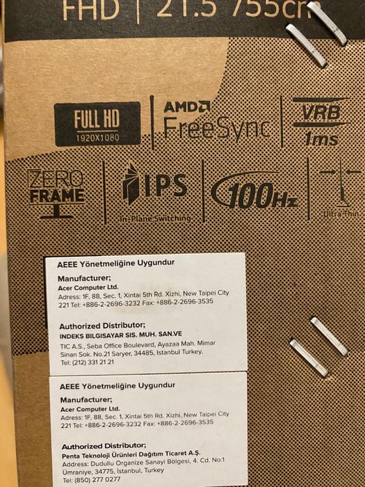 Monitor Acer fhd 100hz