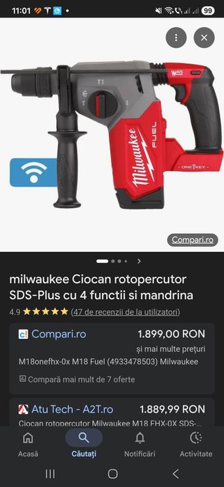 Rotopercutor Milwaukee M18 FH cu aspirator  M18 CDEX