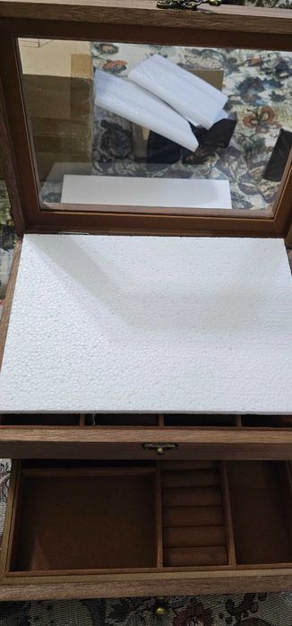 Cutie din lemn pentru ceasuri si bijuterii, SONGMICS, nuc