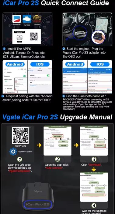 Промо! VGate  iCar Pro 2S Super Bluetooth 5.3, Lifetime upda