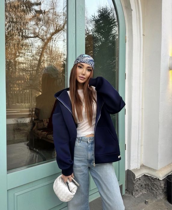 Зип худи в глубоком синем цвете