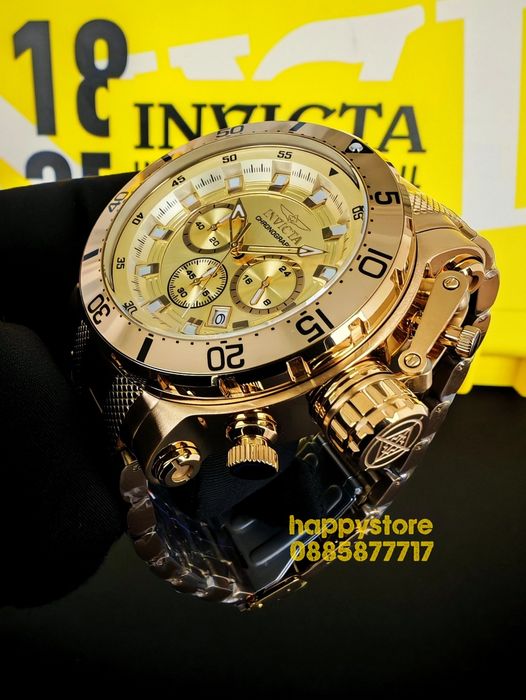 INVICTA Chronograph Full Metal Gold 52mm, Инвикта нов часовник
