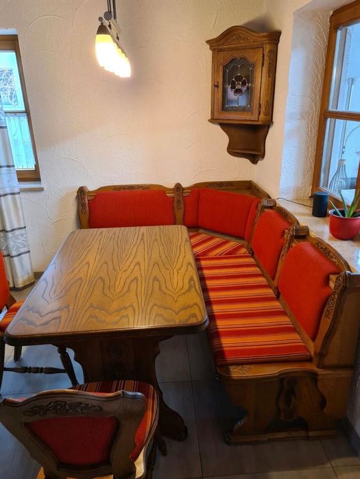 Set complet de bucătărie / dining rustic din lemn masiv