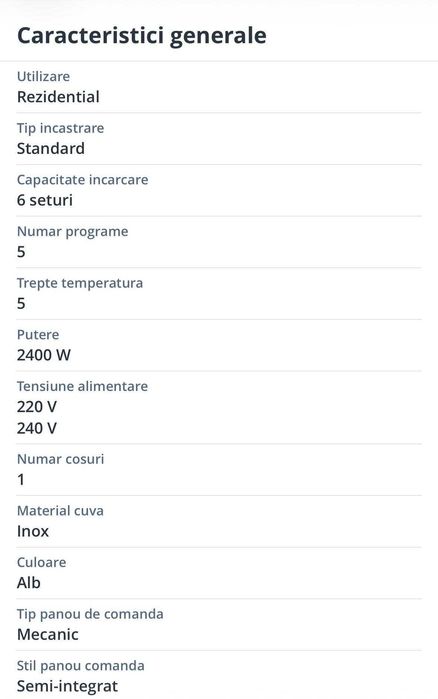 Masina de spalat vase compacta Bosch SKS51E22EU, 6 Seturi, 5 Programe, 55 cm, Clasa A+, Alb