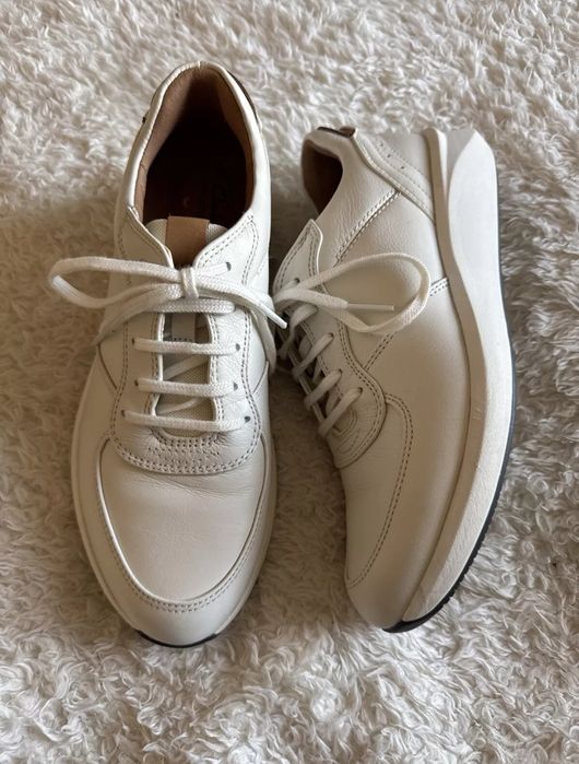 Clarks кецове сникърси маратонки бели бял 36 ествествена кожа