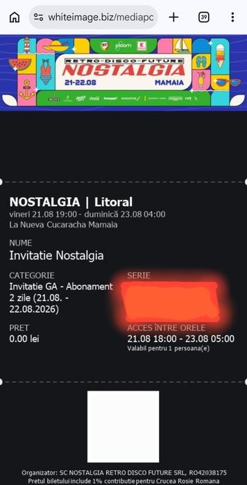Vând 2 bilete/ abonamente Nostalgia 2026