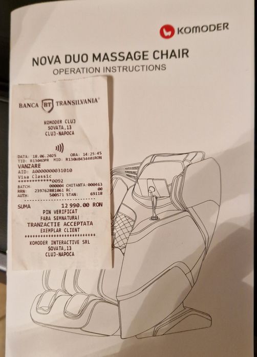 Fotoliu de masaj Komodore , nefolosit , in garantie , nou .