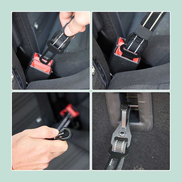 Centura de siguranta auto pentru caini cu amortizor carabina si Isofix