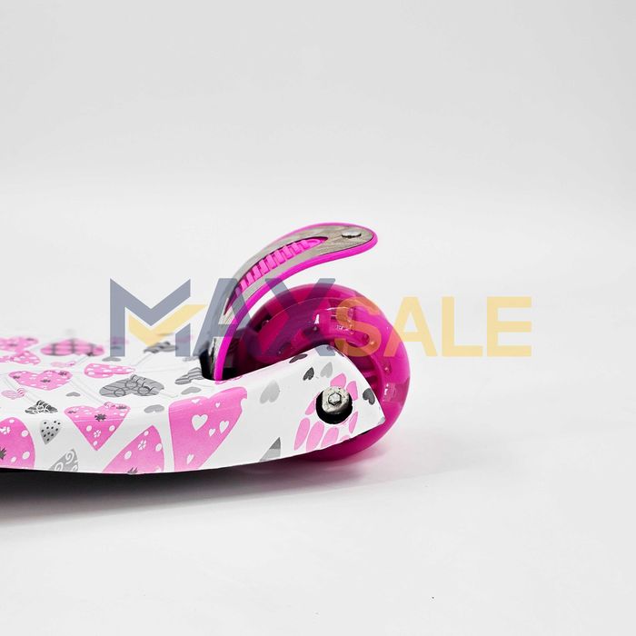 Тротинетка триколка детска на сърца 3 светещи колела розова