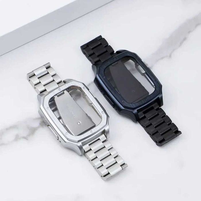 2в1 КОМПЛЕКТ Стоманена каишка + калъфче за Apple Watch ULTRA/SE/9/8/7