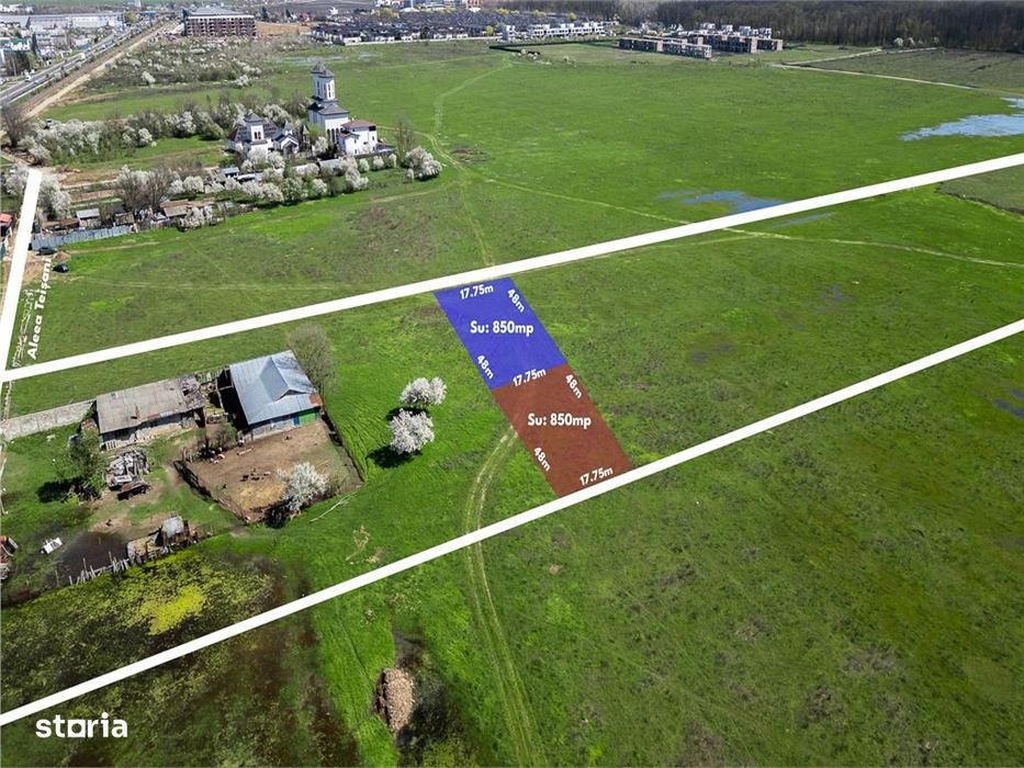 Pipera - Voluntari ,Teren 852 Mp,Deschidere 18 M,Langa Padure