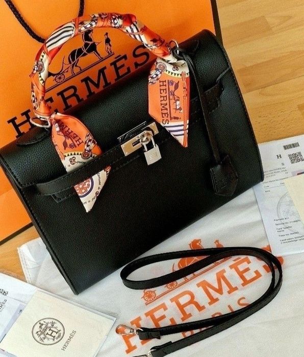 Geanta Hermes Kelly Medium Noir, curea detasabila,saculet, etichetă