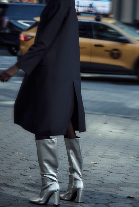 Zara ботуши цвят метално сиви