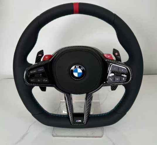 Volan BMW M Tesit /Plat cu Padele si piele Nappa , airbag Original  Seria F si E