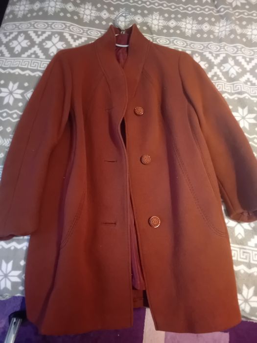 Palton dama Modisch elegant maro cu buzunare mărimea L