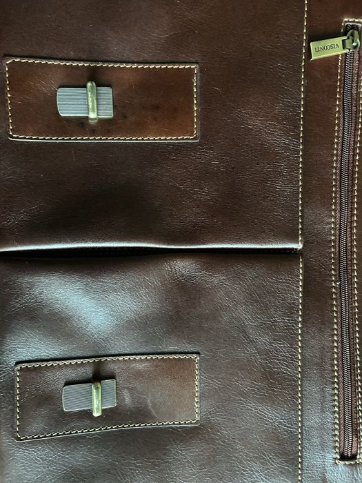 Мъжка кожена чанта за лаптоп и документи Visconti