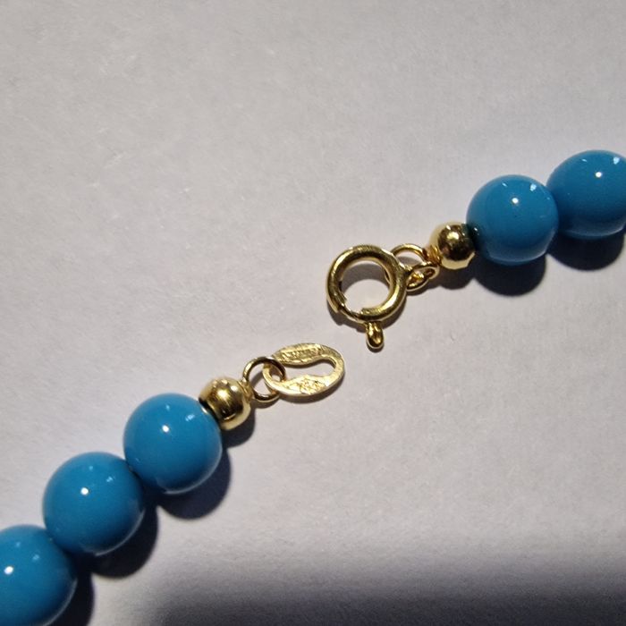 Colier superb Turquoise  natural  si Aur 18 K