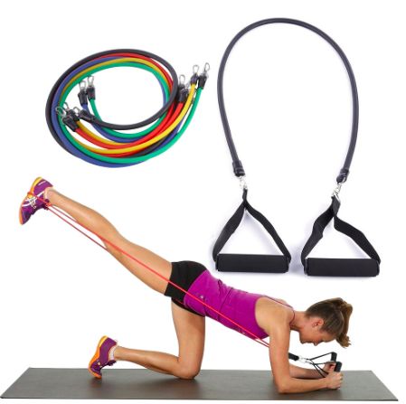 Универсальный эспандер резиновый трубчатый с ручками (комплект) с до