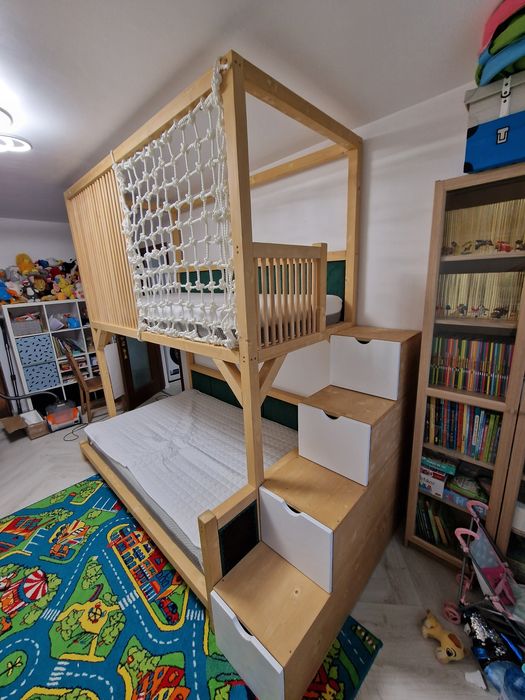 Pat casuta Montessori, pat tapitat, pat etajat, pat copii