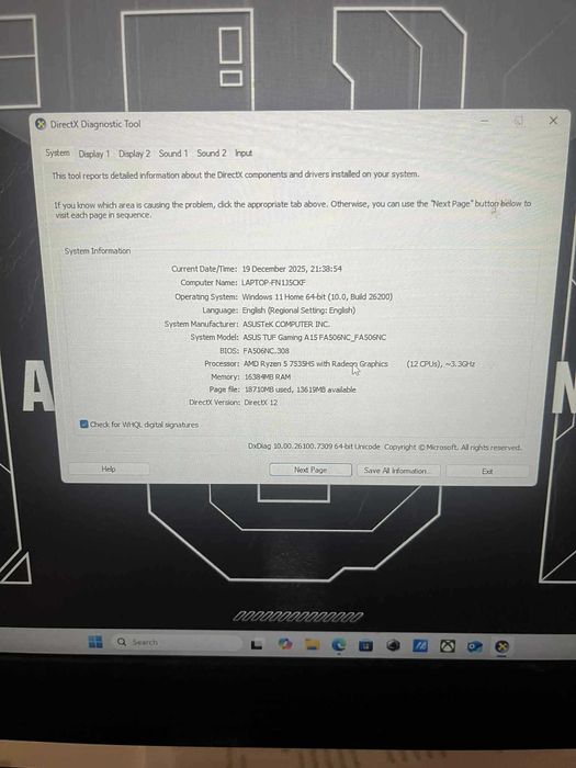 Laptop Asus Tuf A15 Fa506NC