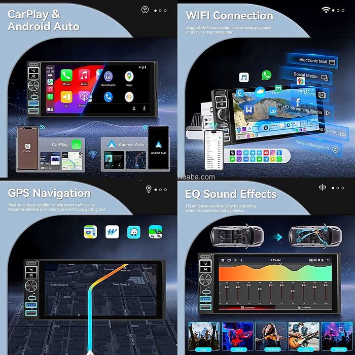 Мултимедия Android Auto Carplay единичен дин навигация кола автомобил