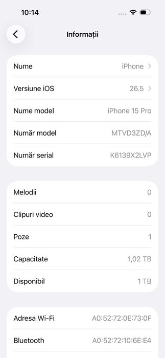 iPhone 15 Pro 1TB Natural Titanium – NOU, 100% Baterie (9 Cicluri)