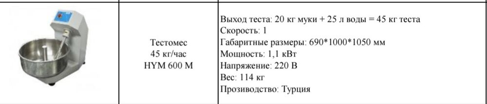 Тестомес MATEKA 45 кг/час HYM 600 M
