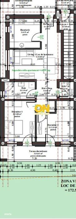 Apartament cu 3 Camere, 2 Bai, 100mp Curte Proprie,  Boxa 40 mp