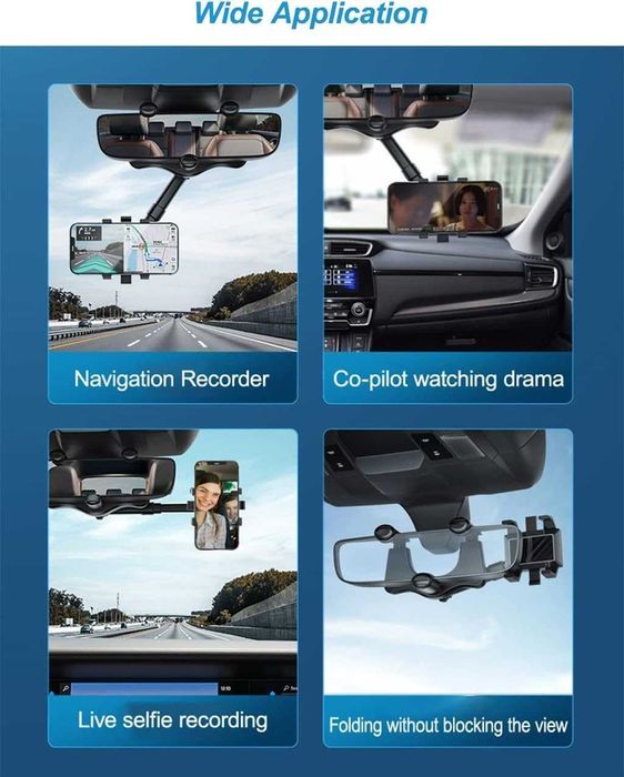 360° въртящ се държач за телефон за кола с огледало