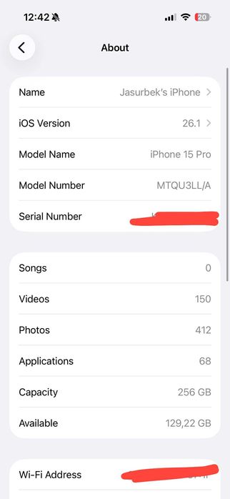 iphone 15 pro LL/A 256gb ideal srochn