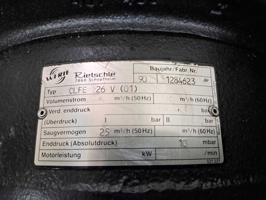 Вакуум помпа Rietschle CLFE 26 V / 25m3/h / 2,2kW