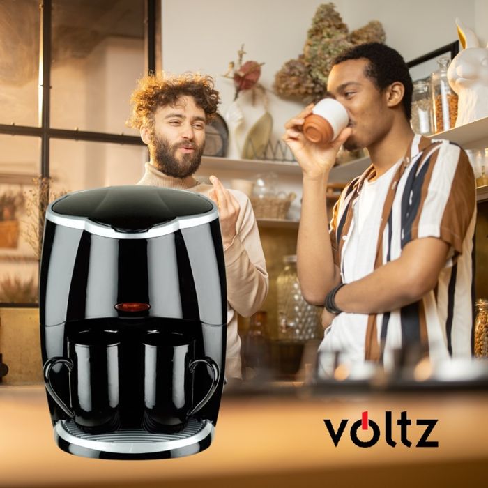 Кафеварка Rosberg R51170A 450W с две чаши, Черна, 2 ГОДИНИ ГАРАНЦИЯ