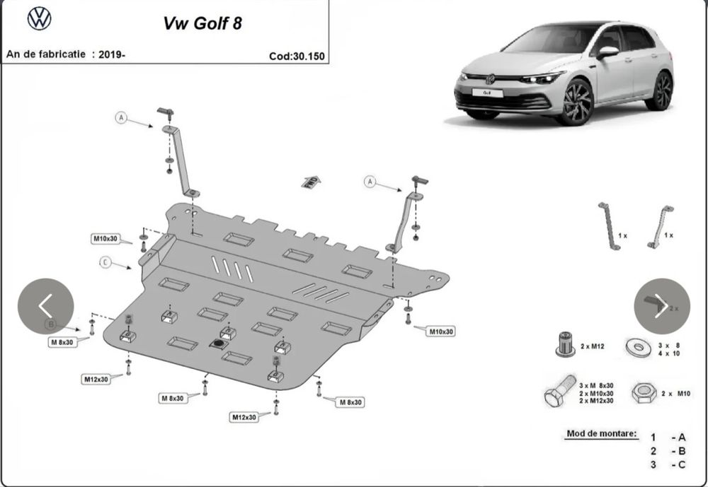 Scut metalic protectie Golf 8