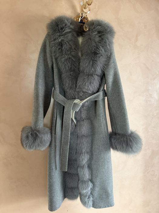 Haina lana alpaca cu guler blana vulpe