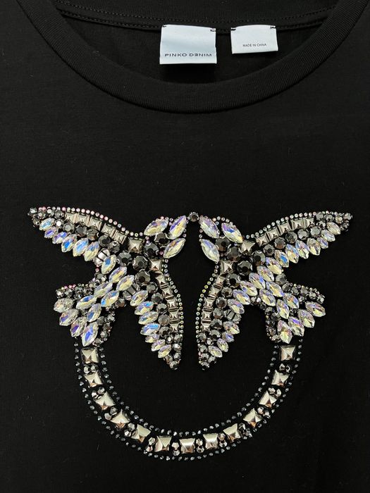 Дамска черна рокля с къс ръкав PINKO