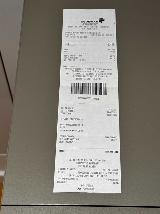 Boiler Electric Motan Slim 45L, Nou, Sigilat, în Garanție