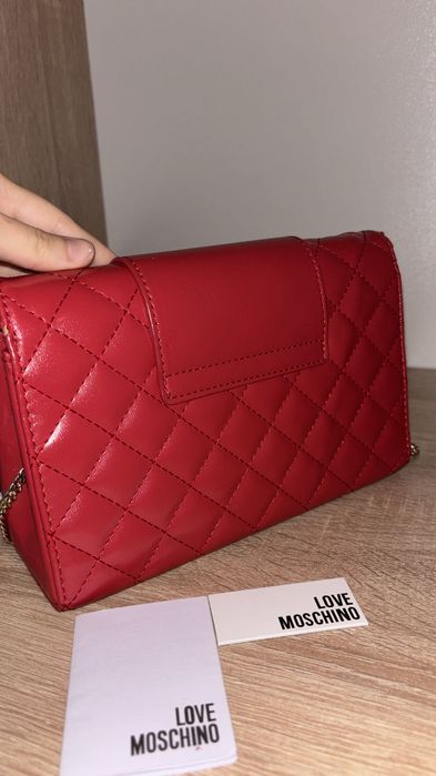 Geanta Love Moschino - Red & gold detail
