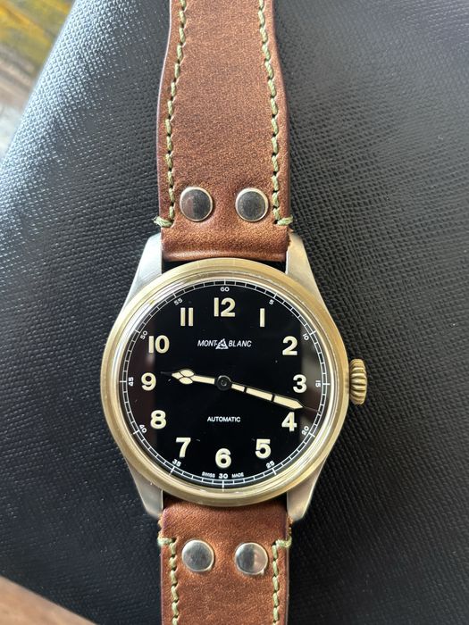 Montblanc-1858 мъжки швейцарски автомат,военен винтидж стил 44 мм фул