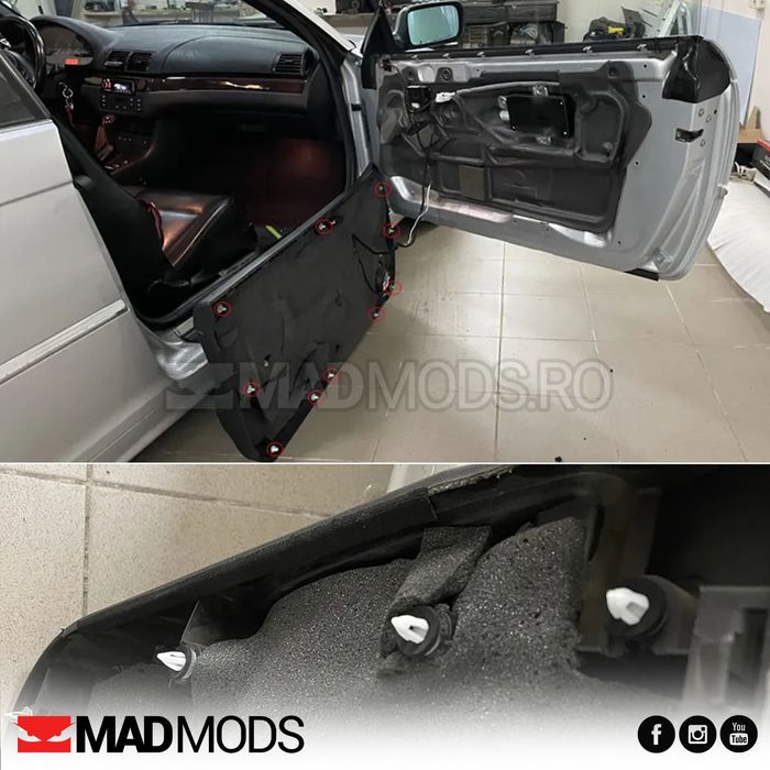 Set 50 buc clipsuri auto interior portiera cu garnituri antivibratii