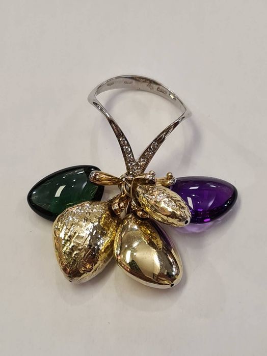 Inel Donna din aur 18K cu diamante naturale si turmaline naturale